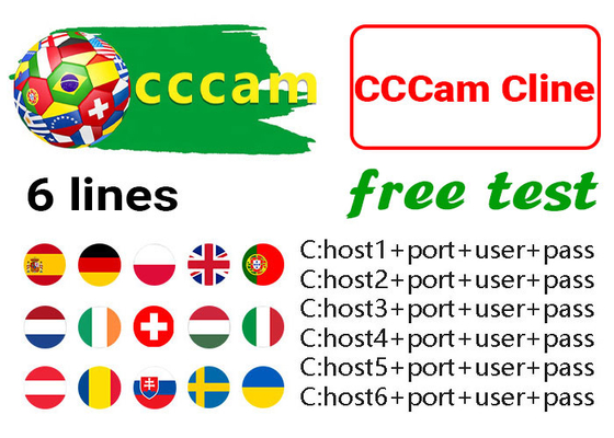 6 Lines CCCam Europe Cline For Hotbird Astra Nilesat Digital Satellite Receiver